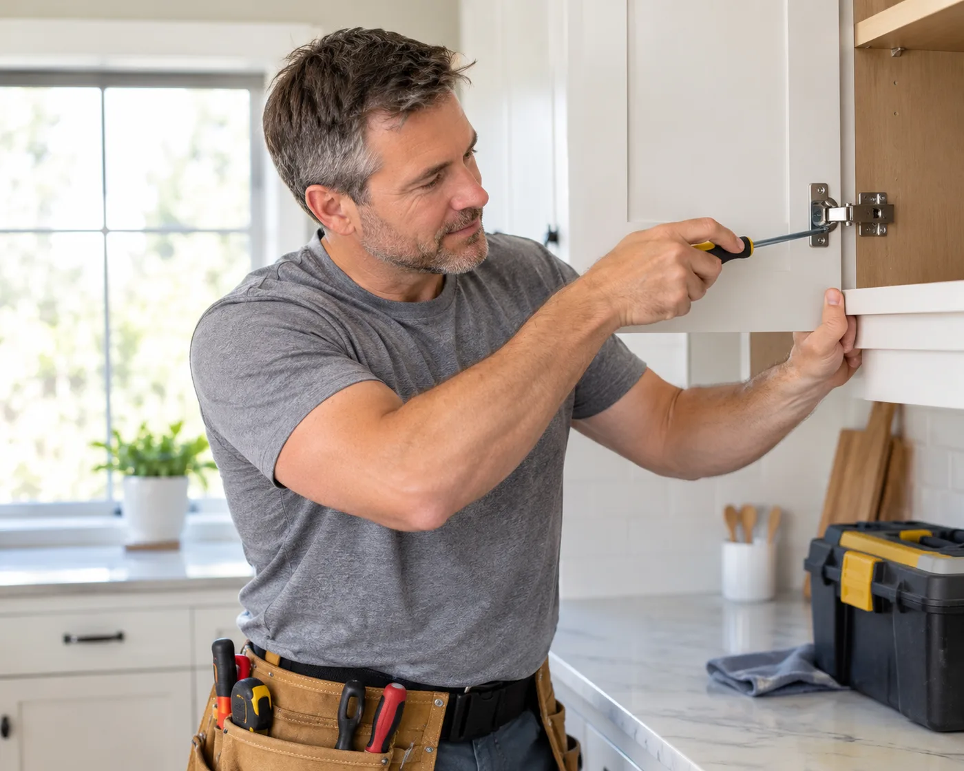 Contractor measuring wood on a residential job site